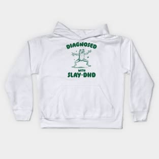 Diagnosed With Slay-DHD, Funny ADHD Shirt, Frog T Shirt, Dumb Y2k Shirt, Stupid Vintage Shirt, Mental Health Cartoon Tee, Silly Meme Kids Hoodie